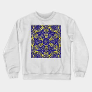 Abstract kaleidoscope of wattle blooms on textured background Crewneck Sweatshirt